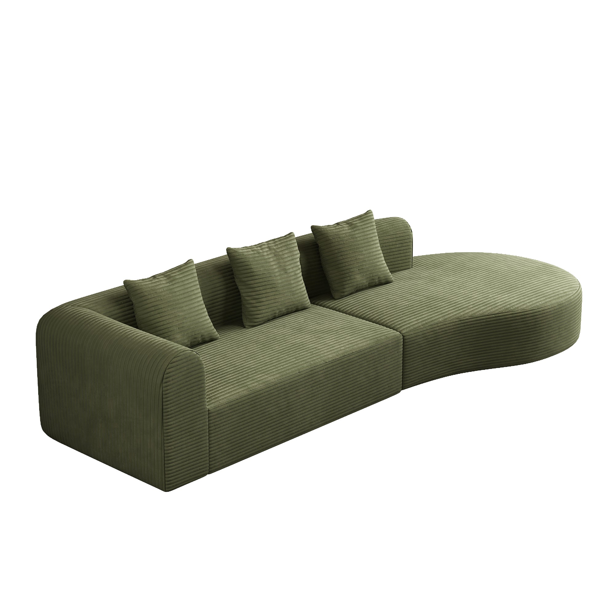 123*37 inch extra large deep modular sofa, cloud sofa 4-person sofa, can sit or lie down, living room corduroy modular sofa, no assembly required, green
