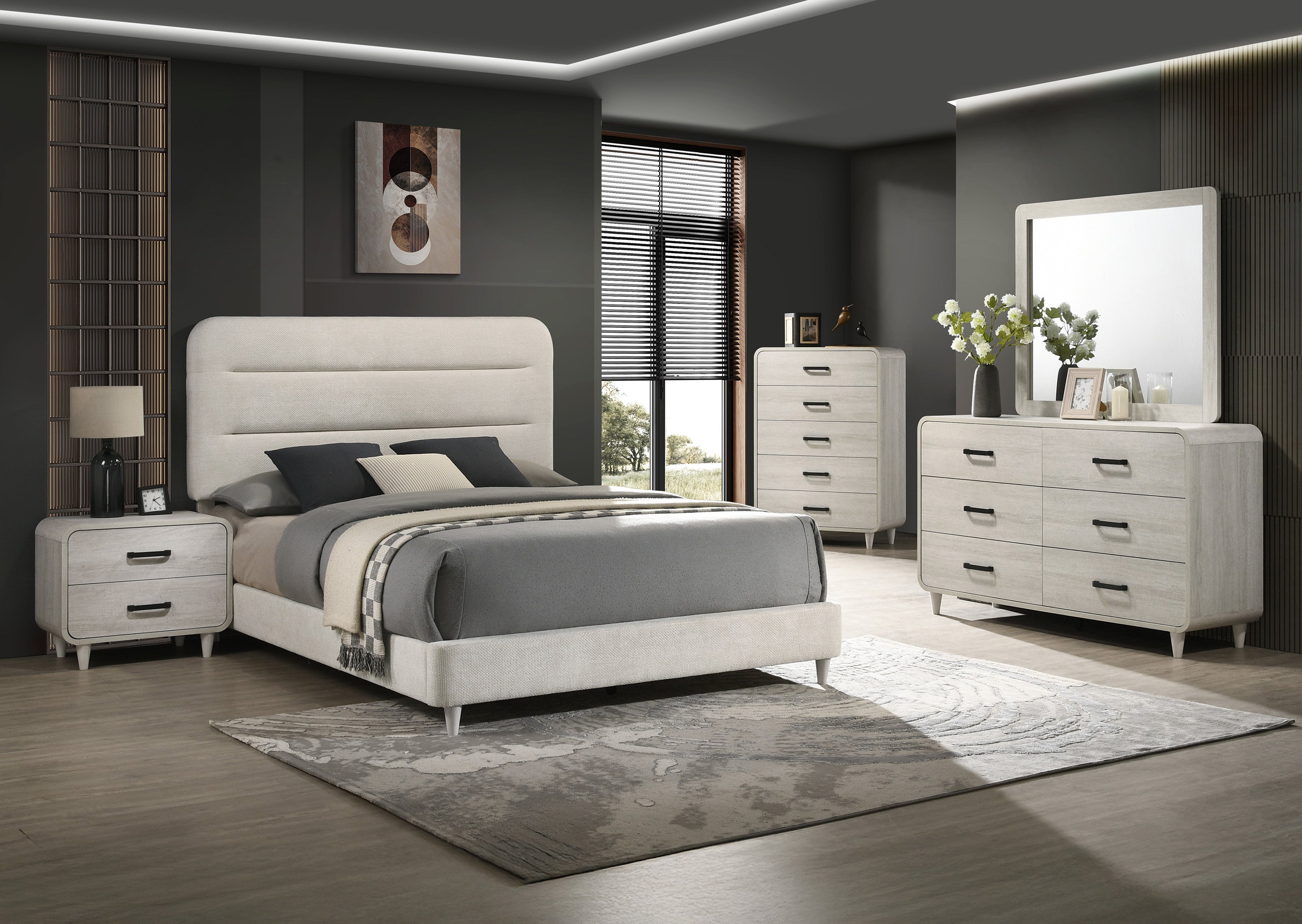 1pc Contemporary Style Two Drawers Nightstand Solid Wood  Unique White Finish Bedroom Furniture