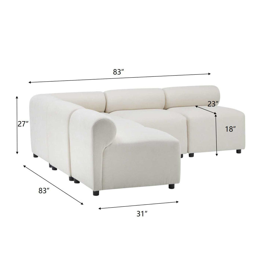 Evelyn 83 in.5-Piece V Shaped Modular Free Combination Sectional Sofa Couch for Living Rooms