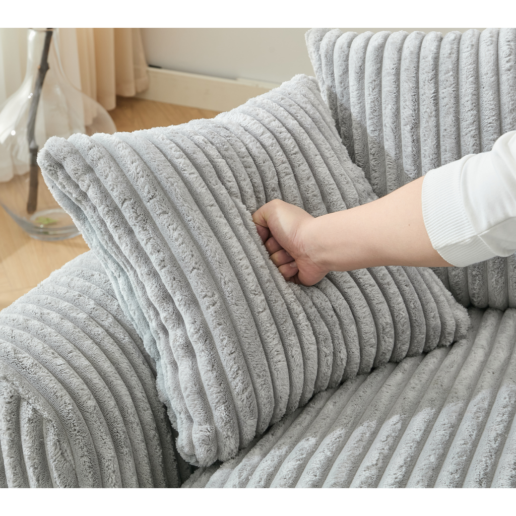 127''  Large Sectional Sofa ,Elegant Curved Design ,High-Resilience Foam ,Ten Back Cushions,L-Shape Left Sofa,No Assembly  Required , (Gray-Soft Corduroy Fabric)