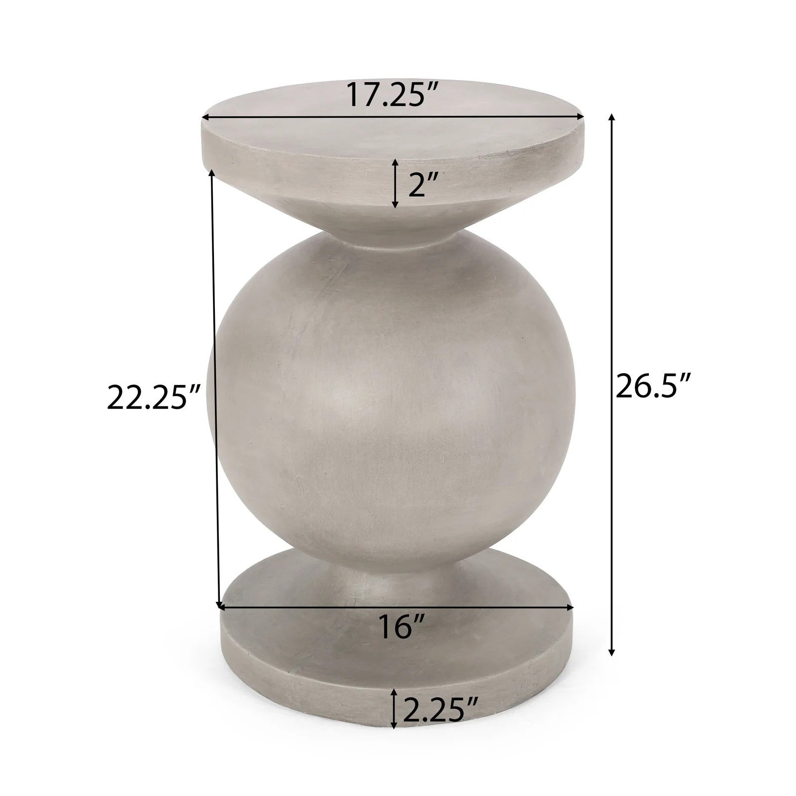 Modern End Table with Pedestal Base in Natural Magnesium Oxide, 17.25' x 17.25' x 26.50'