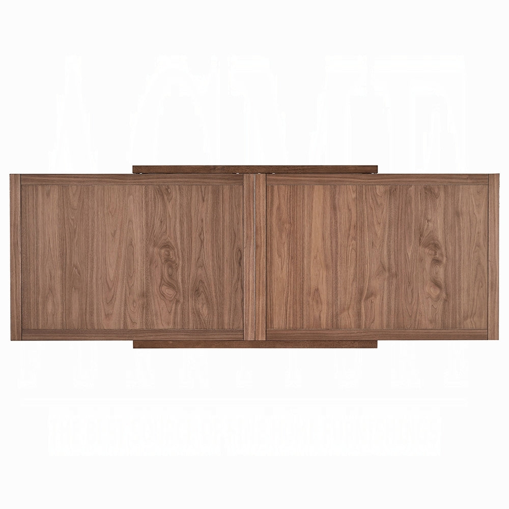 Walnut Finish Extendable Dining Table Modern Kitchen Dining Wooden Furniture 1pc Self Storing Leaf