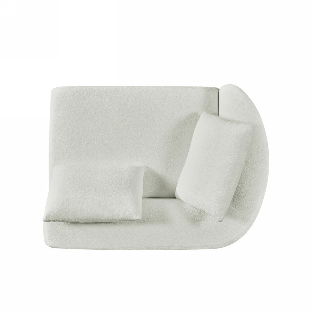 116' Modern Curved Sectional Sofa with High-Density Fully Compressed Sponge and Chaise Lounge, Pearl Upholstery, 2-Piece Set, Fully Assembled Right Hand Facing, Perfect for Living Room, Lounge