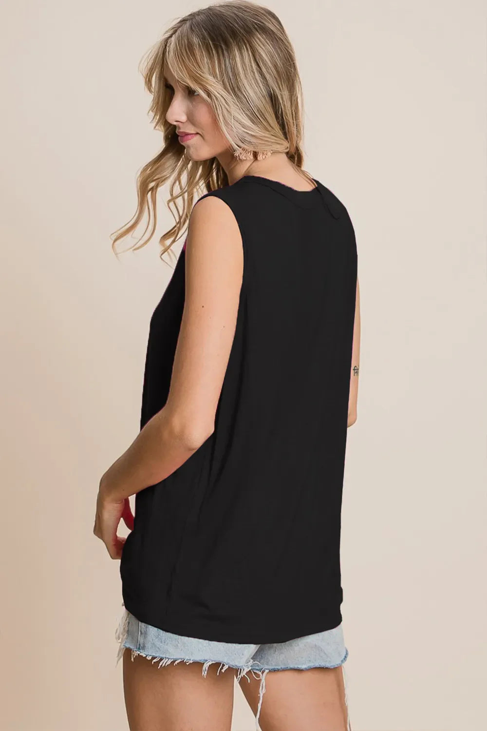 BiBi Cutout Round Neck Sleeveless Top