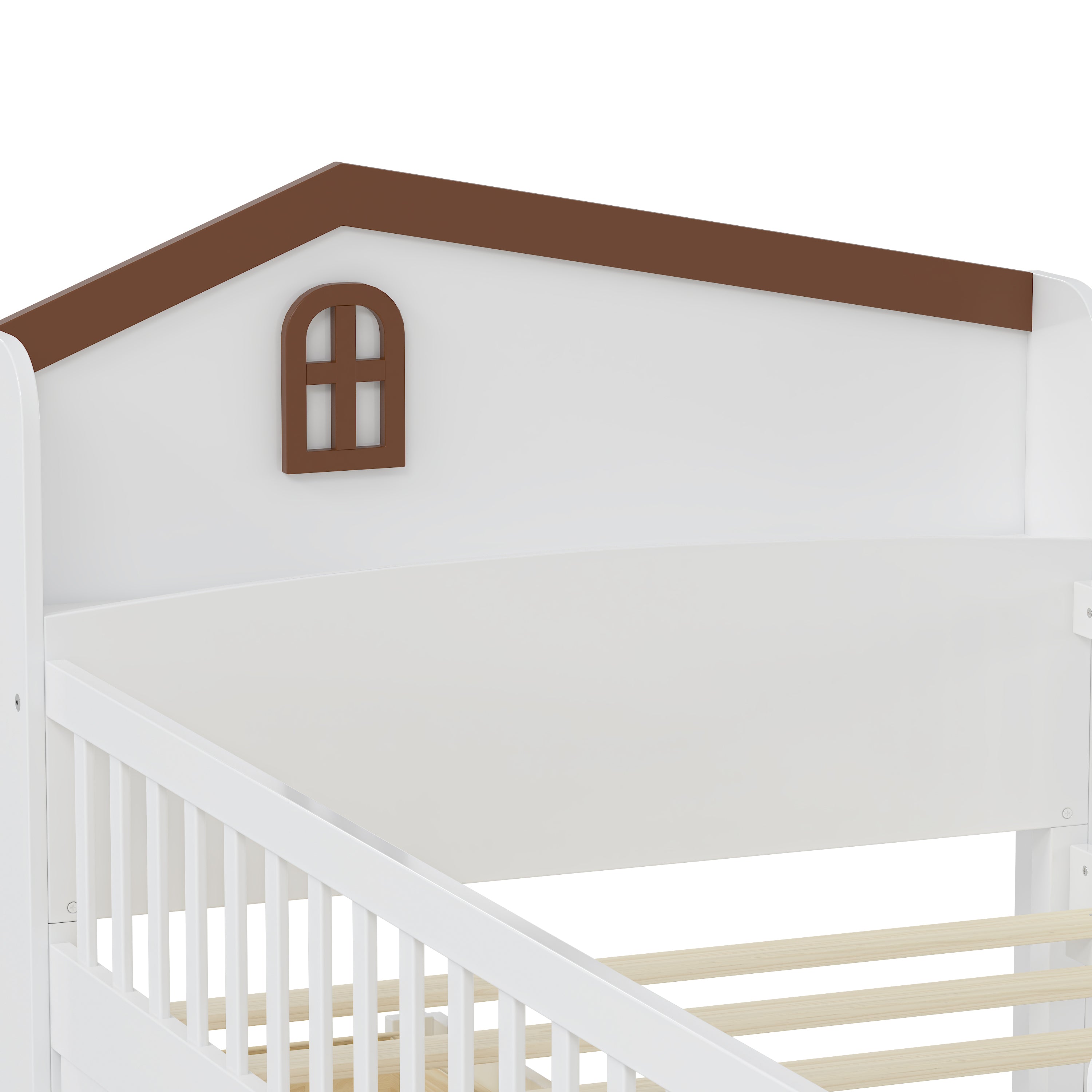 Twin Bed Frame with Storage 4 Drawers,Wooden Bed Frame for Kids,Platform Twin Size Bed with Guardrail Headboard and Ladder, No Box Spring Needed, Easy Assembly, White