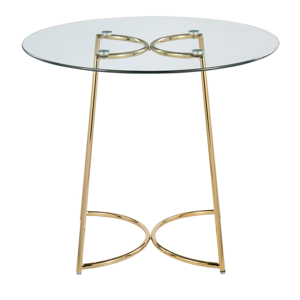 Cece Contemporary/Glam Dinette Table in Gold Steel with Clear Glass Top by LumiSource