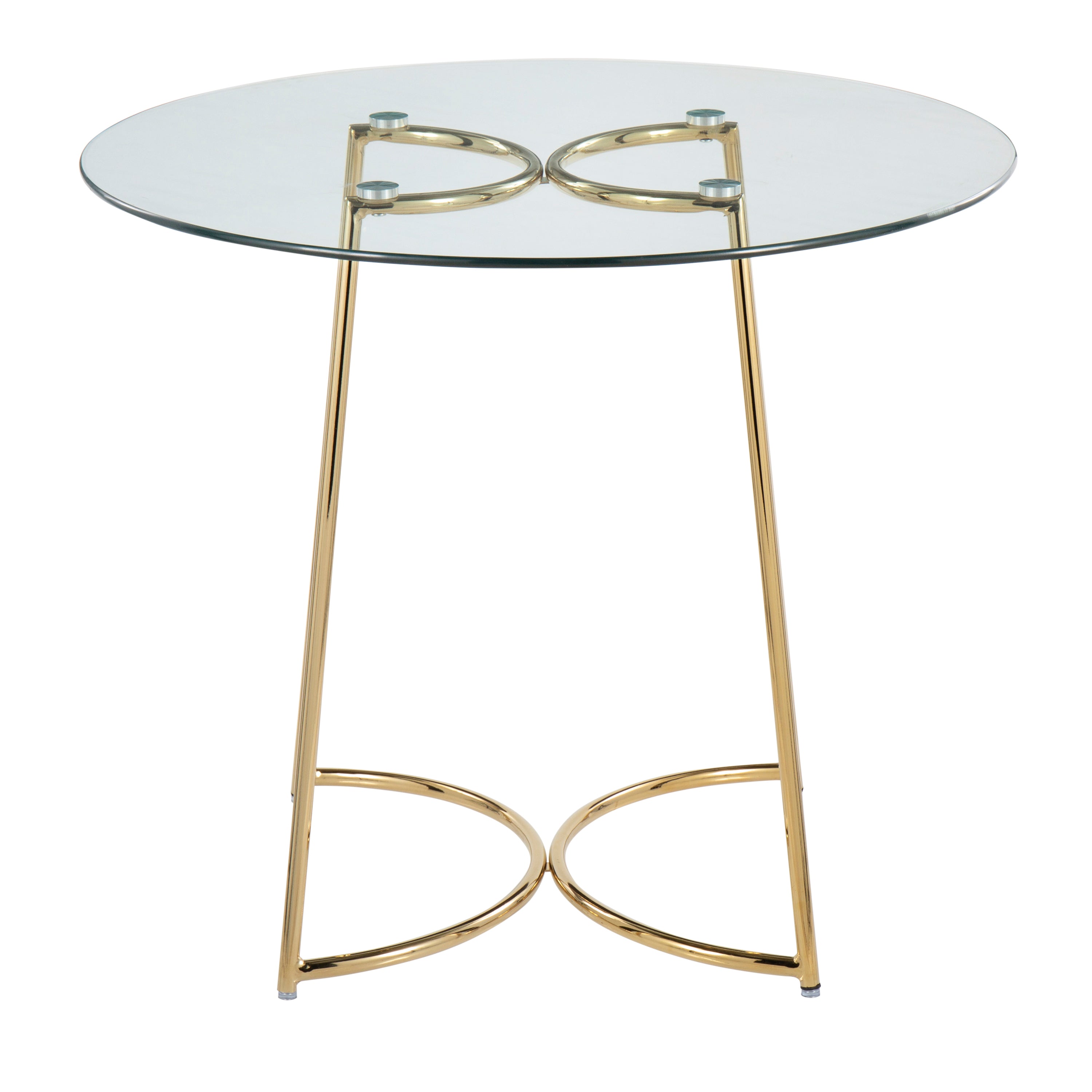Cece Contemporary/Glam Dinette Table in Gold Steel with Clear Glass Top by LumiSource