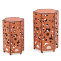SELVA Accent Table Set - Iron Construction - Orange