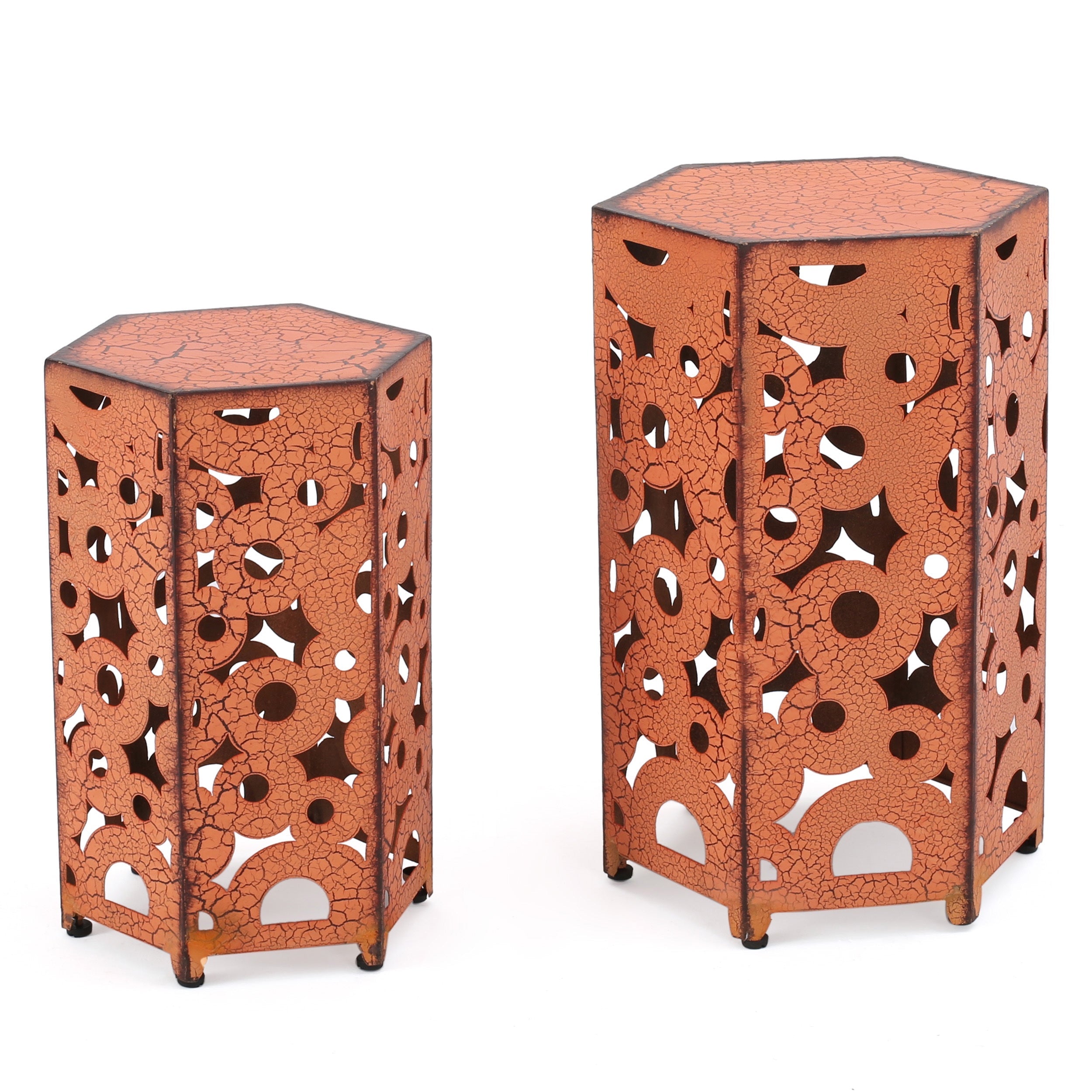 SELVA Accent Table Set - Iron Construction - Orange