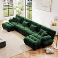 Free Combination Modular Sectional Sofa,U Shaped Couch for Living Room, 4-Seater Comfy Cloud Couch with 2 Ottomans, Chenille Green