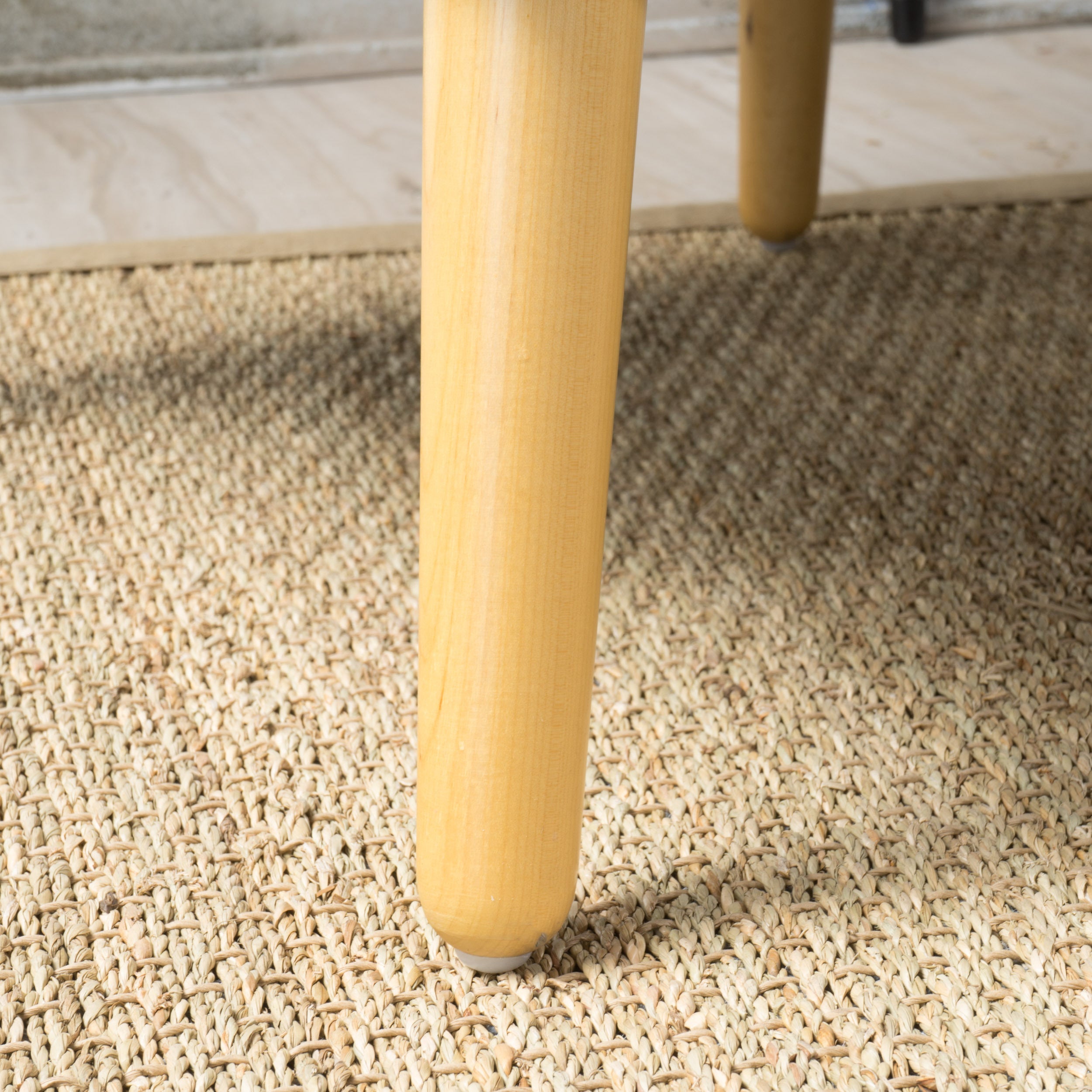 Mid-Century Modern Arm Chair with Tufted Back in Purple Fabric and Birch Wood Legs