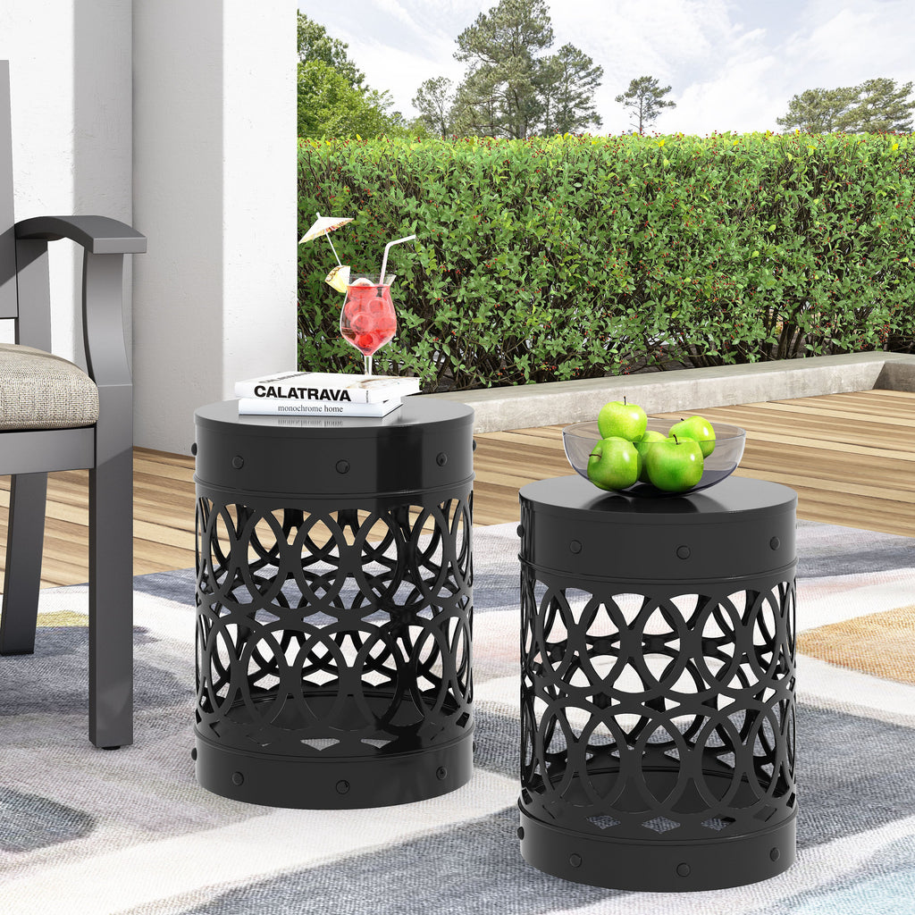 Delight Powder-coated Iron End Table, Set of 2, Black