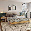 Modern King Bed Frame Set with 2 Nightstands, Beige Wood Platform Bed with Headboard and Matching Bedside Tables for Bedroom