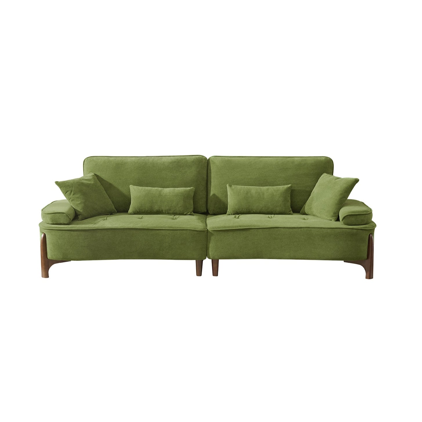 Cloud Velvet Deep Seated Sofa with Pillows, Green, Foam, 103 Inch