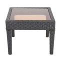 Outdoor Antibes Wicker Side Table Grey Accent Table with Glass Top