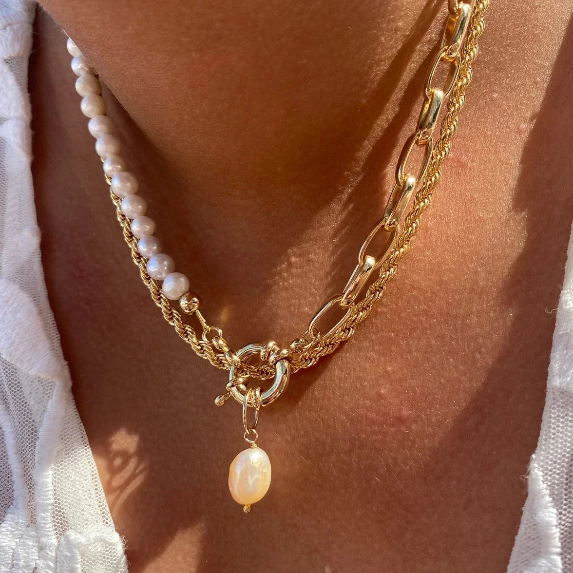 Garnet Pearl Necklace