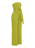 Tie Detailed Tube Top and Wide Leg Pant Set