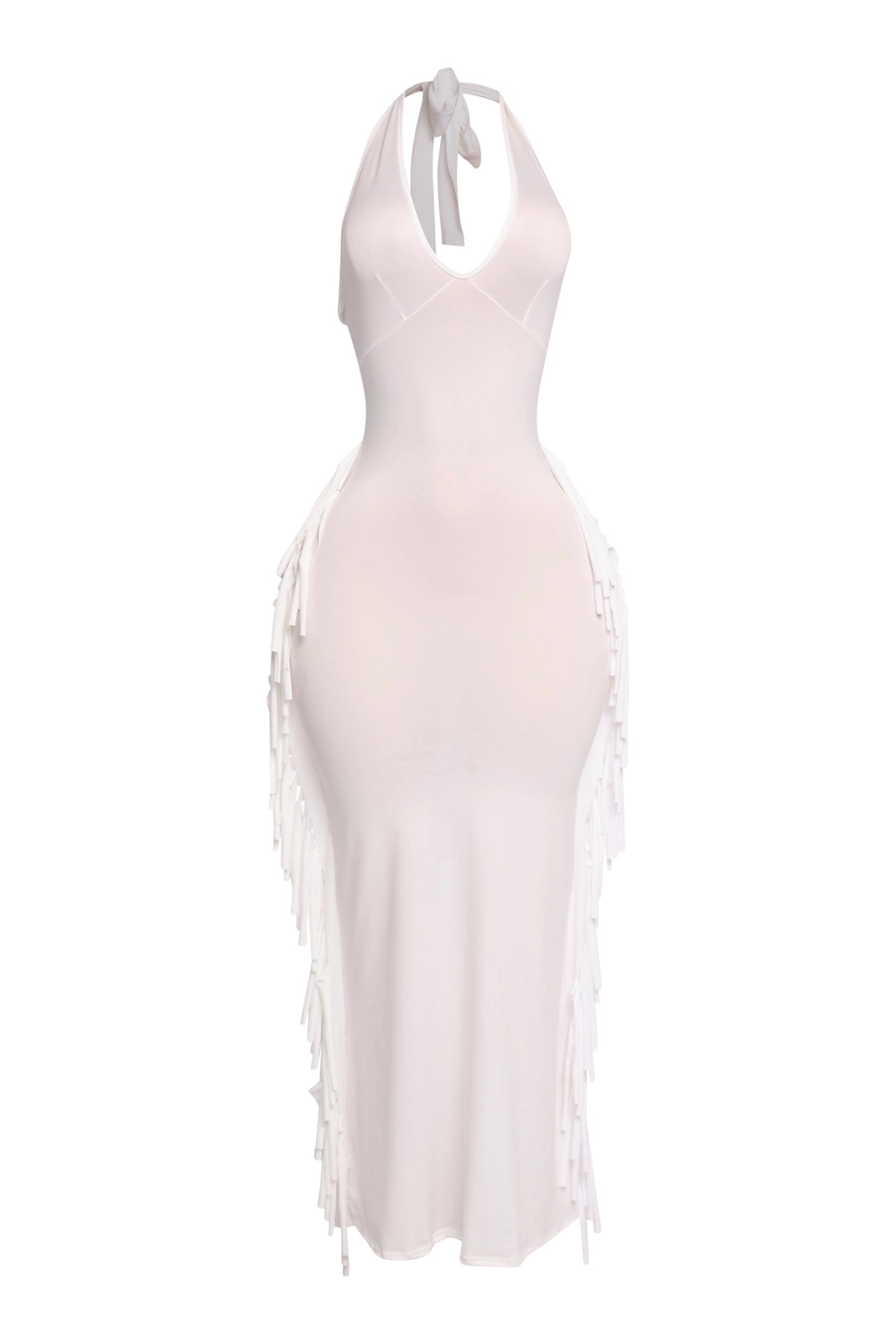 Fringe Detailed Halter Dress