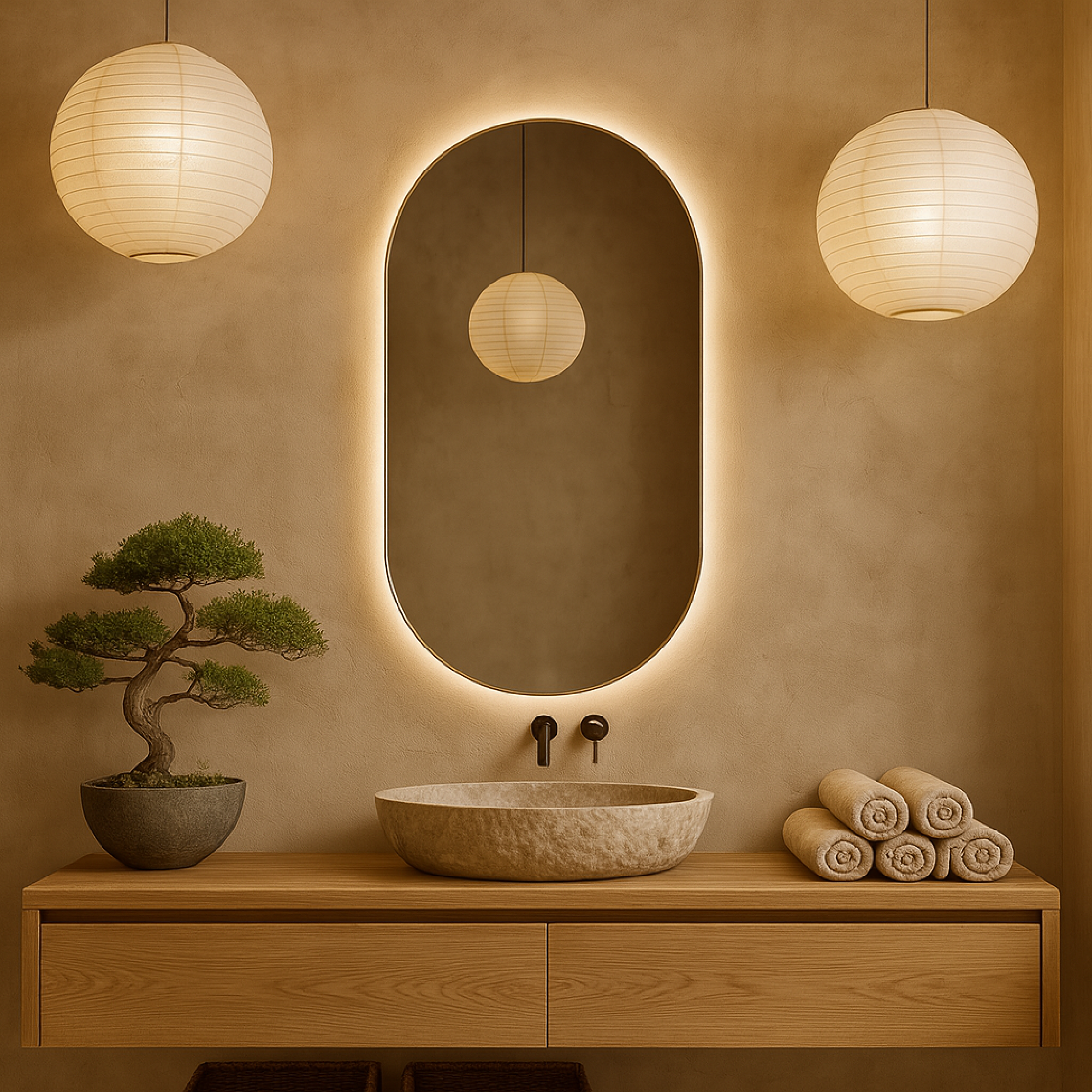 LED Bathroom Mirror – Arched Lighted Vanity Mirror with Touch Sensor | Handmade Modern Backlit Wall Mirror
