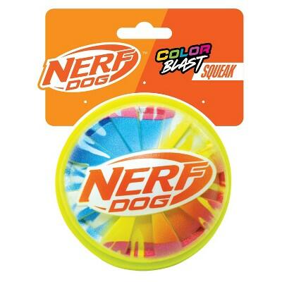 NERF TPR Color Blast Squeak and Crunch Ball Dog Toy Medium/Large