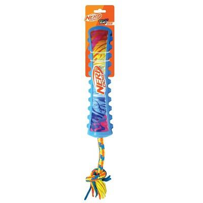NERF Color Blast Squeak Stick Dog Toy 2.7in TPR with T-Shirt Rope