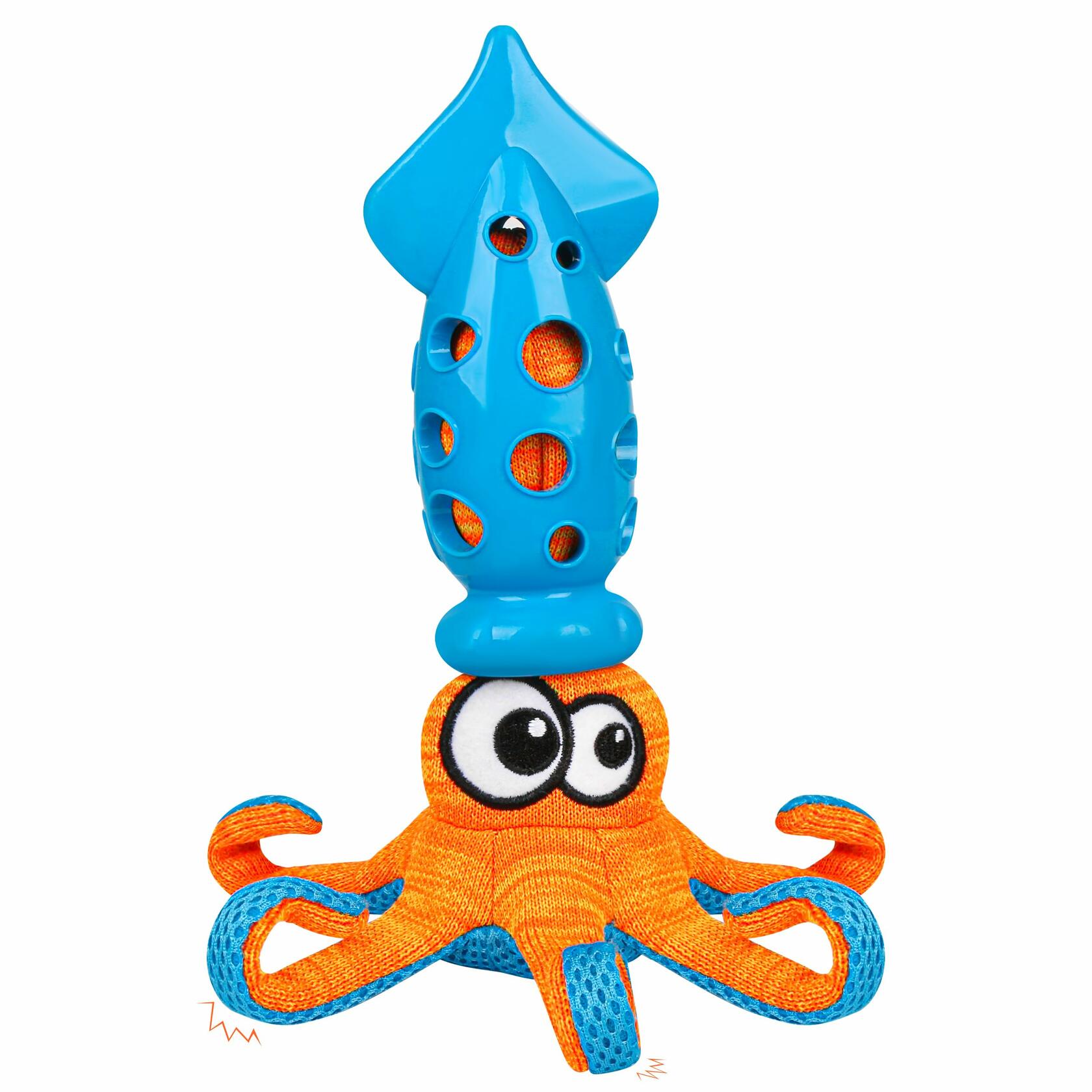 Qonline Squid Shaped Squeaky Dog Toy TPR Material Orange Interactive Play