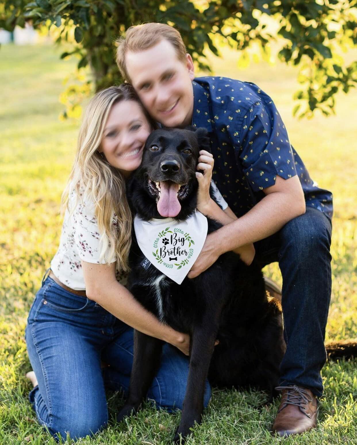 PNTKION 2 Pack Big Brother Sister Cotton Dog Bandana White Flower