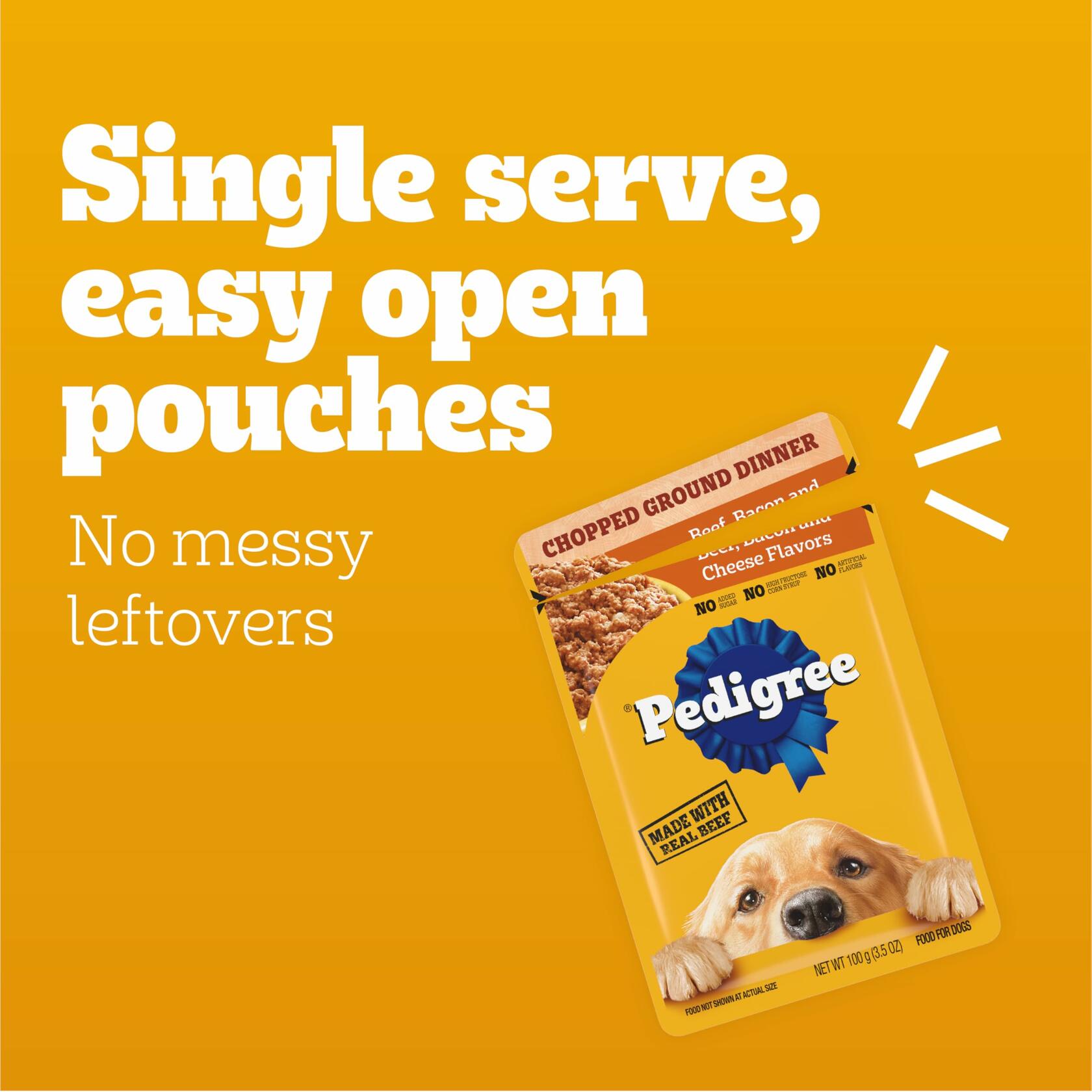 BestBy11/25 Pedigree Adult Soft Wet Dog Food Beef Bacon Cheese 3.5oz 16-Count