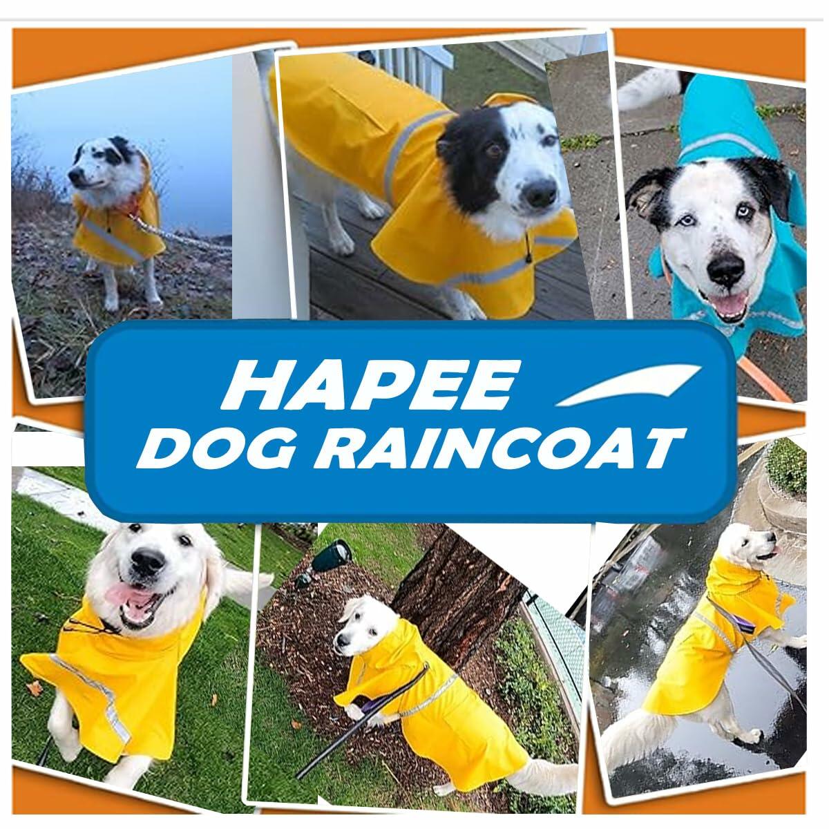 HAPEE Dog Raincoat Reflective Strip Hoodie Poncho Yellow River Size 20"