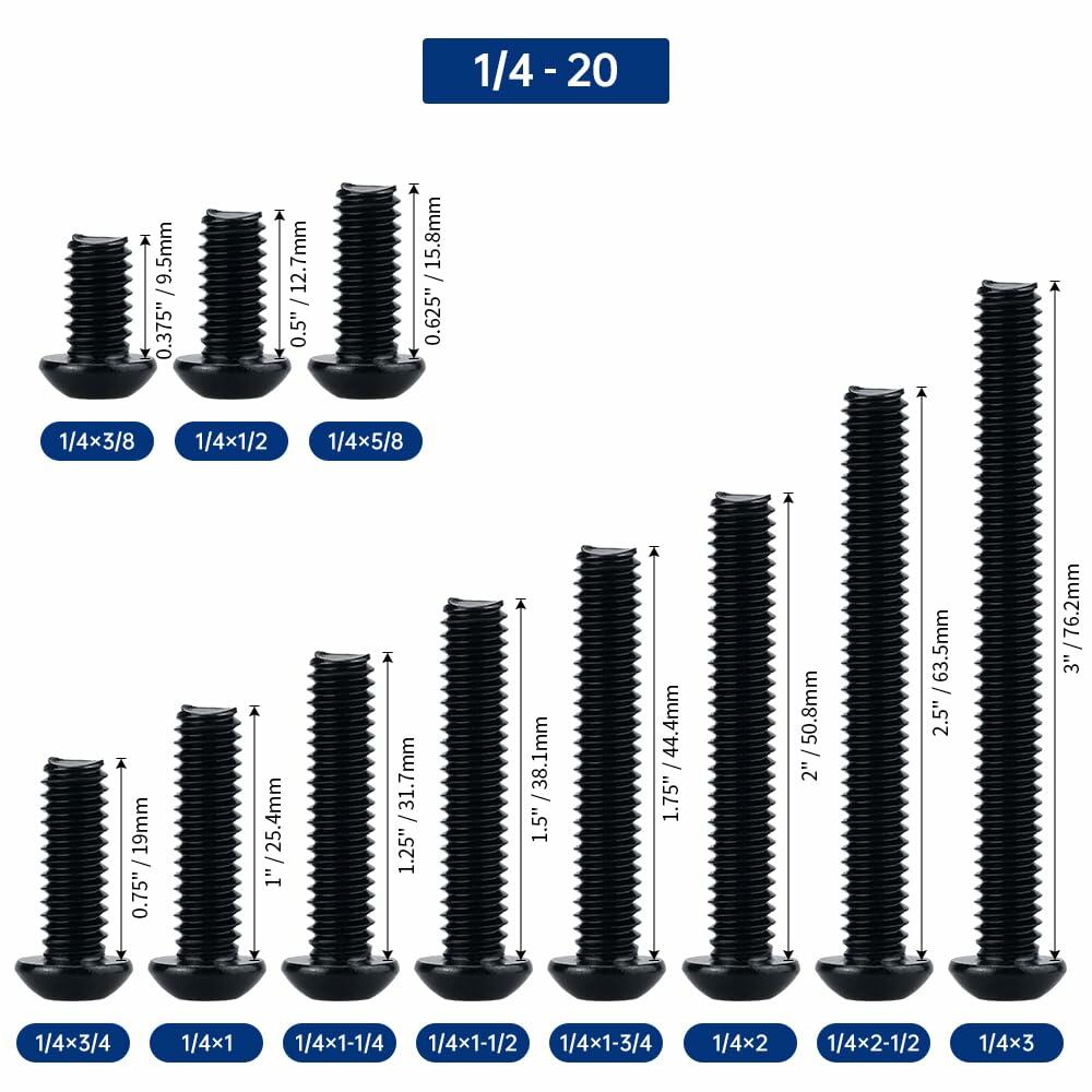 1/4-20 x 1-1/4" Stainless Button Socket Cap Screws 25pcs w/ Hex Wrench