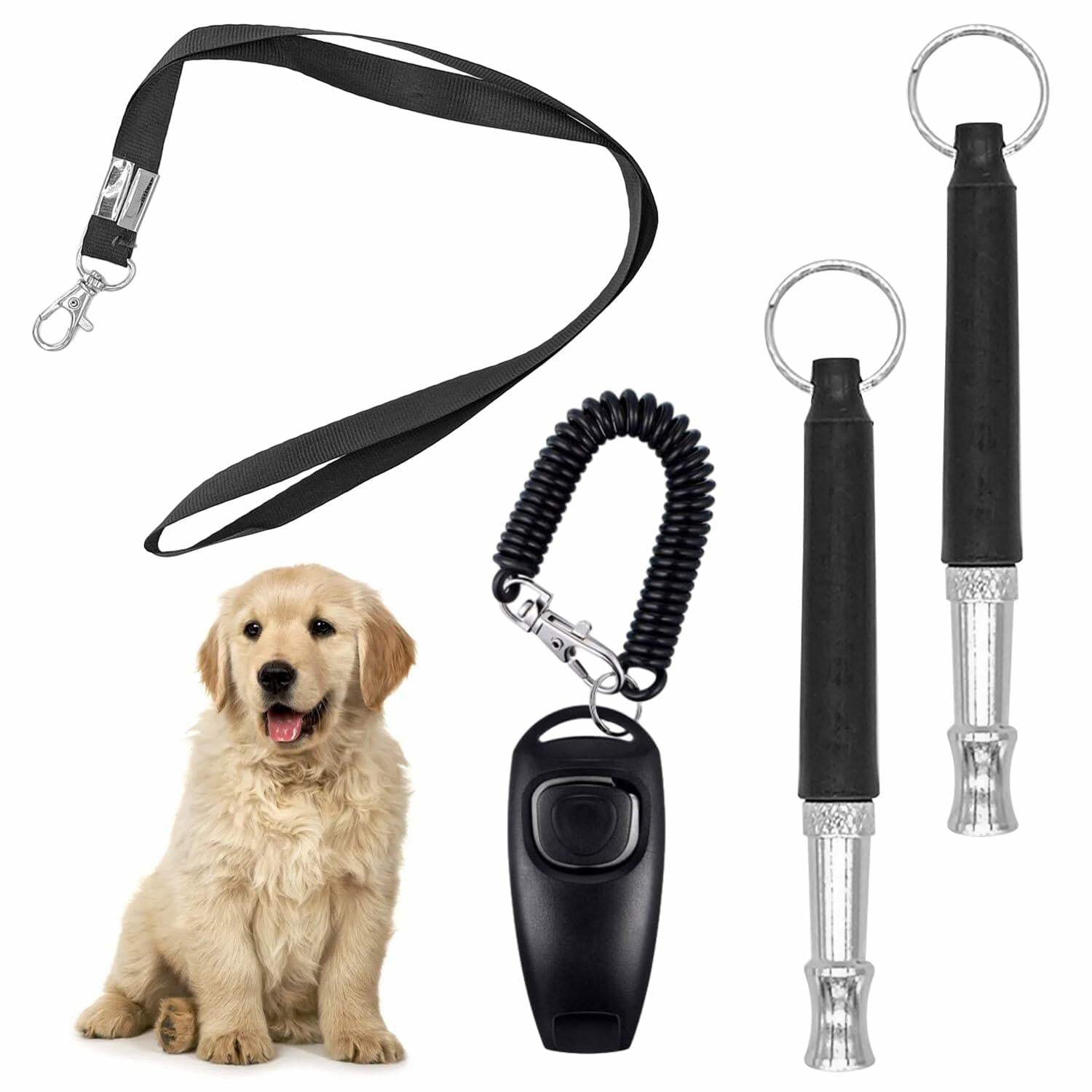 Sbomiaort Dog Training Set Whistle Clicker w/Lanyard Puppy Training