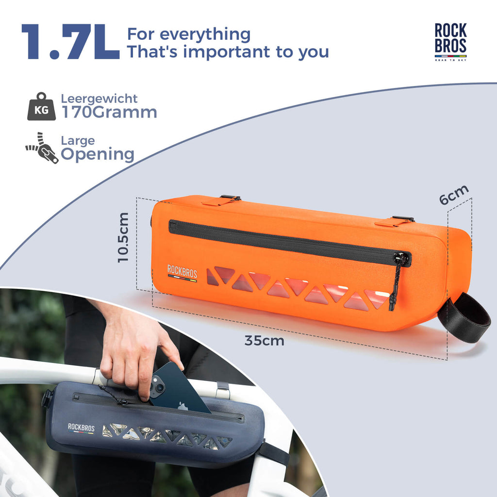 Road To Sky Bike Frame Bag 100% Waterproof 1.7L