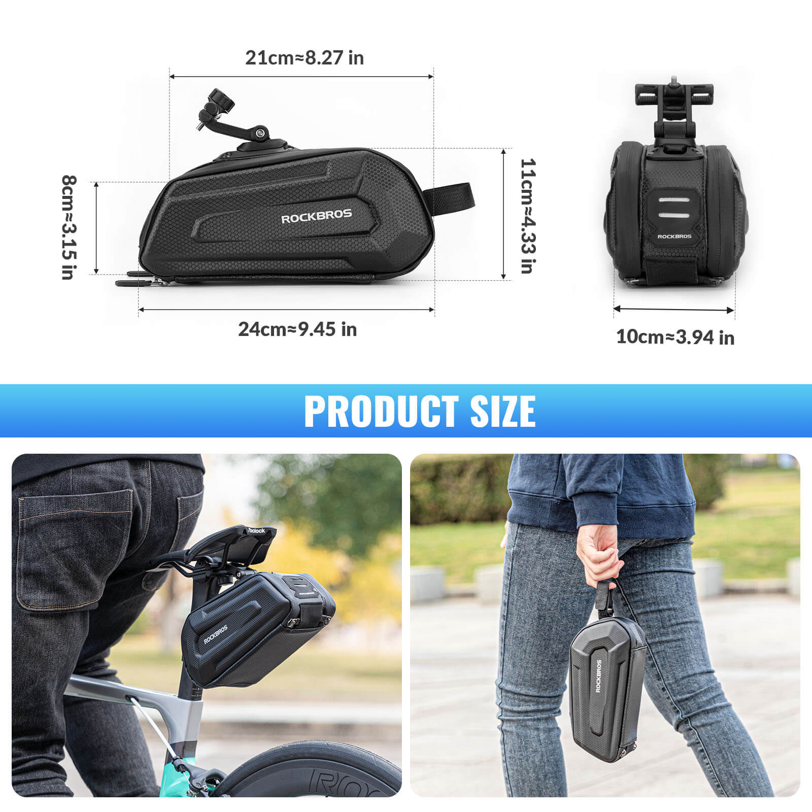 Bike Saddle Bag Hard Shell 1.7L