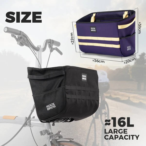 Folding Bike Handlebar Bag Basket Bag - 16L