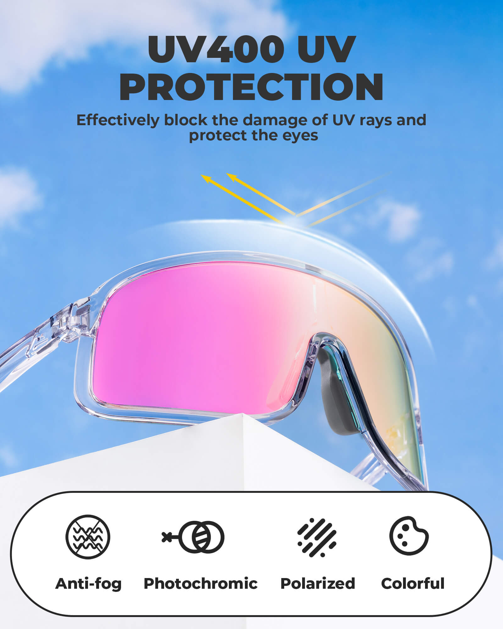 Photochromic Cycling Glasses with Anti-Fog & UV Protection