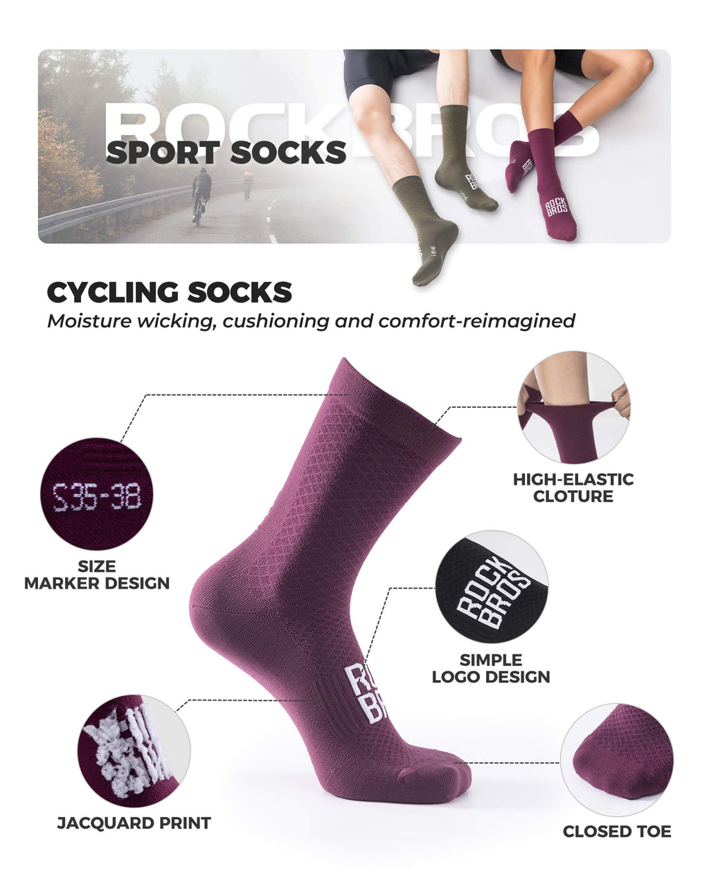 ROAD-TO-SKY Breathable Cycling Socks