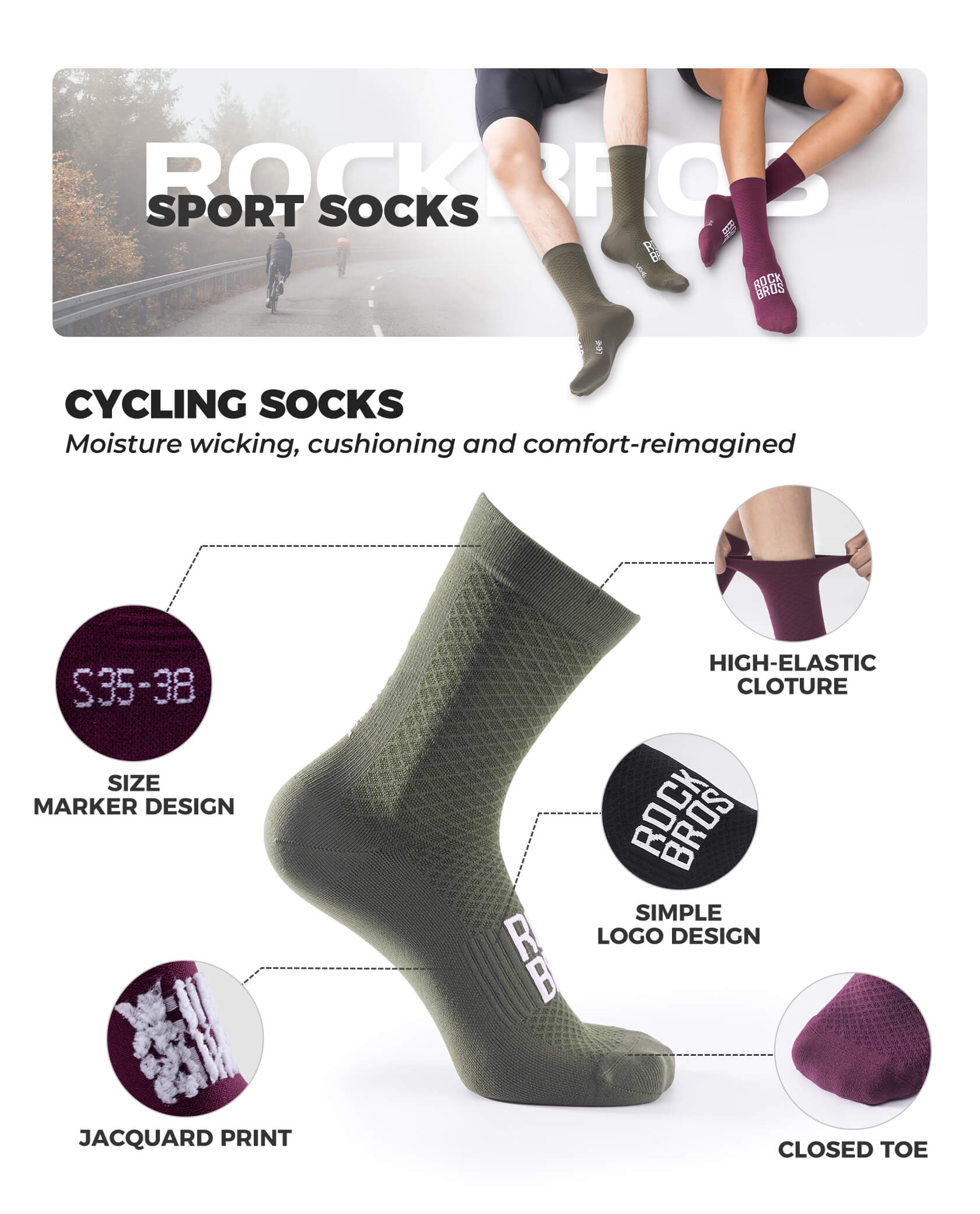 ROAD-TO-SKY Breathable Cycling Socks