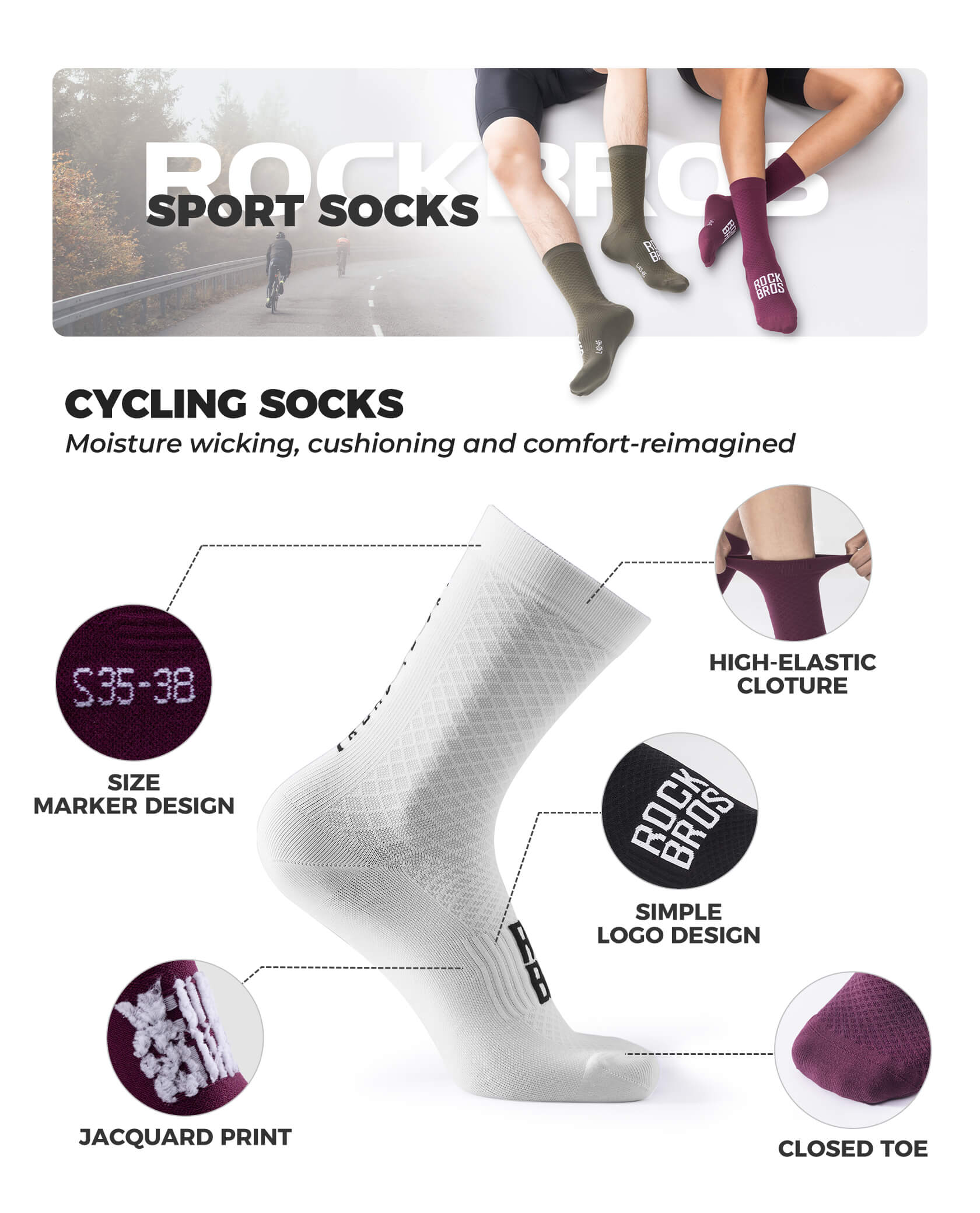 ROAD-TO-SKY Breathable Cycling Socks