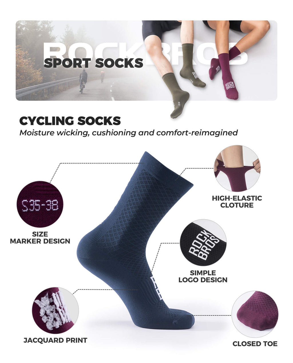 ROAD-TO-SKY Breathable Cycling Socks