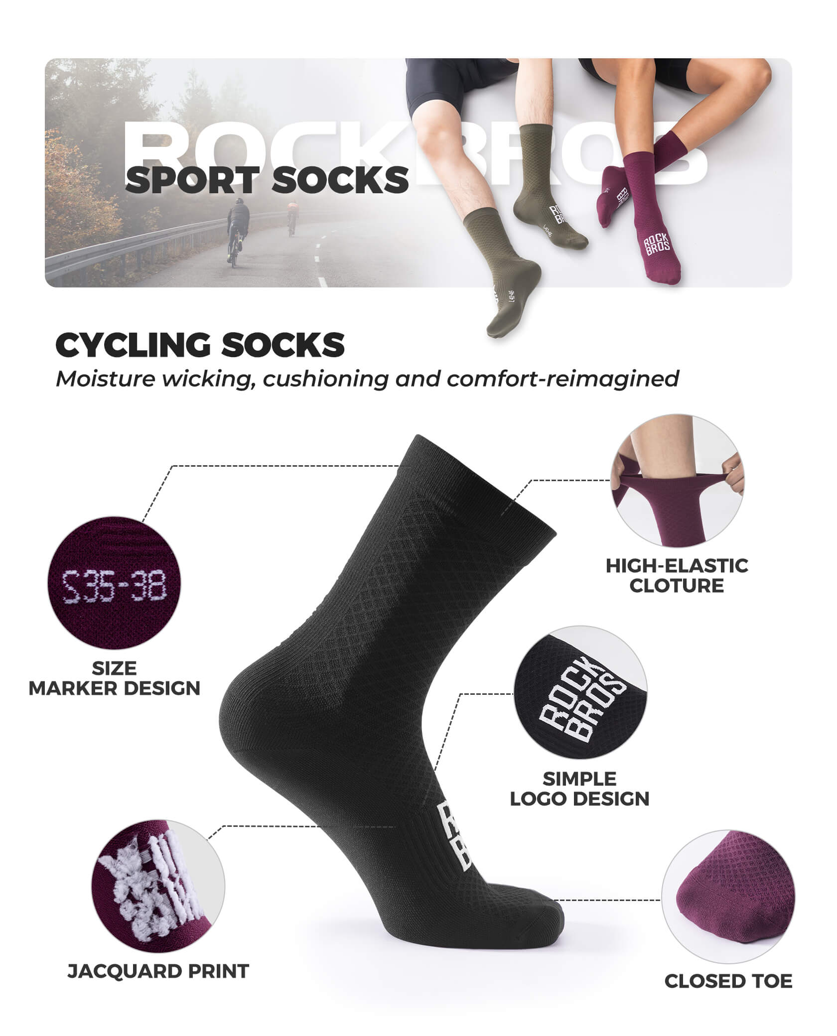 ROAD-TO-SKY Breathable Cycling Socks