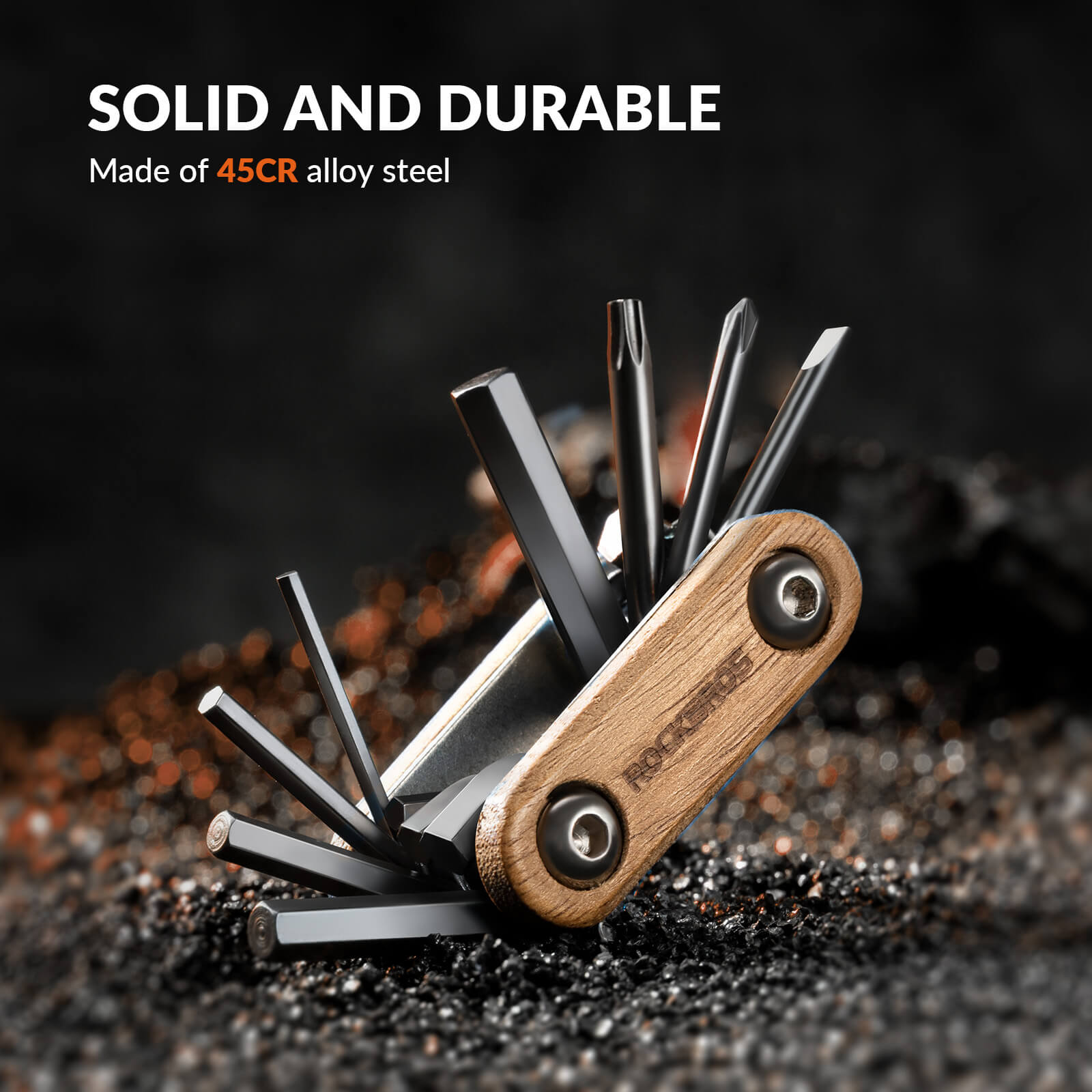 Titanium Bike Multi Tool with Wooden Handle