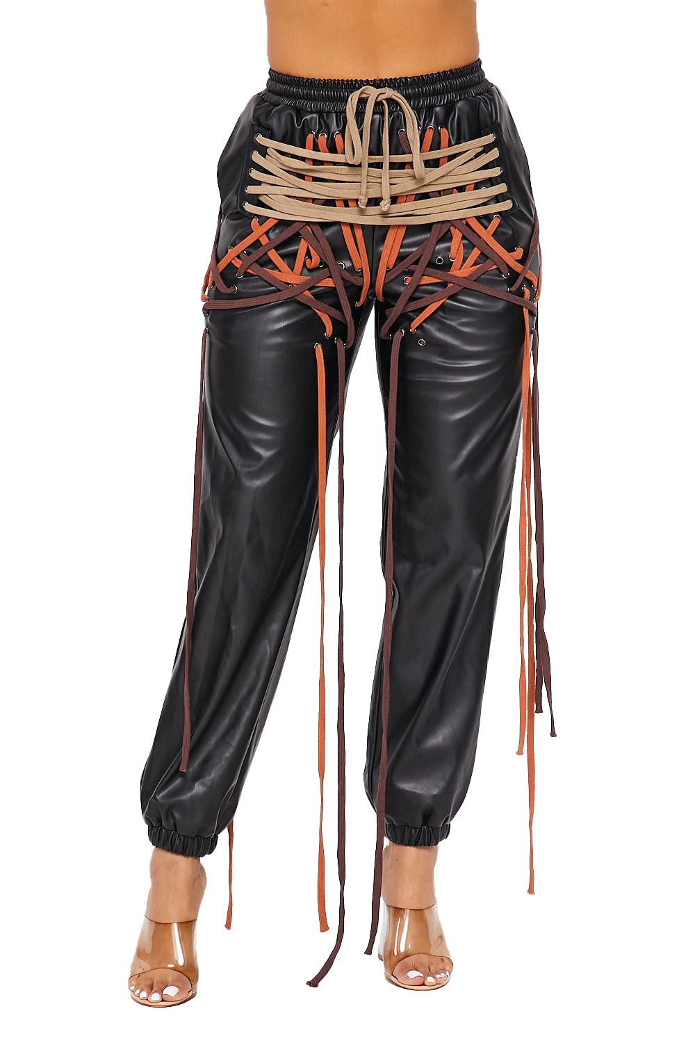 Vegan Leather String Joggers