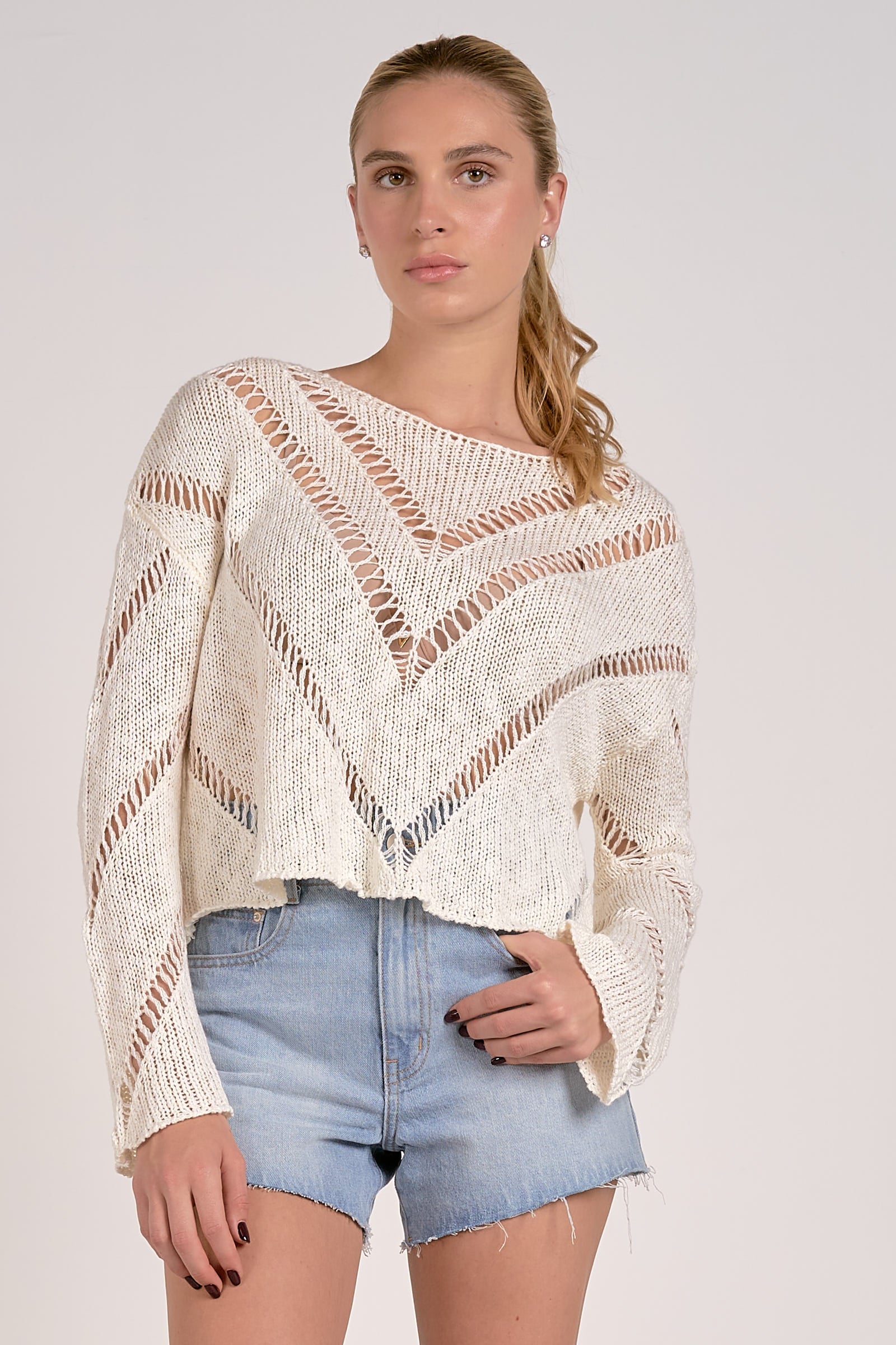 Scoop Neck Crochet Sweater